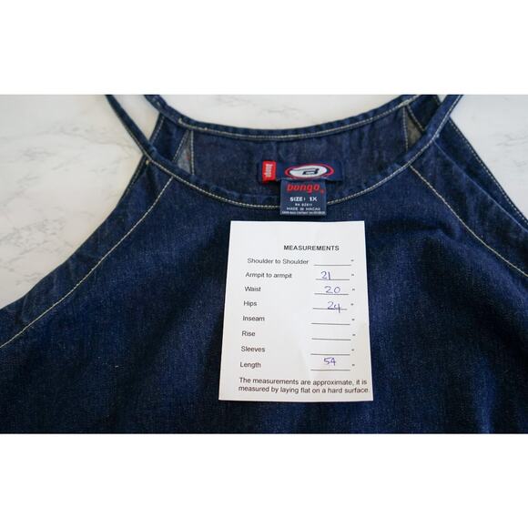 Bongo Denim Halter strap Maxi Dress 1X Empire Waist Street Western Y2K 90s Style - Picture 11 of 13